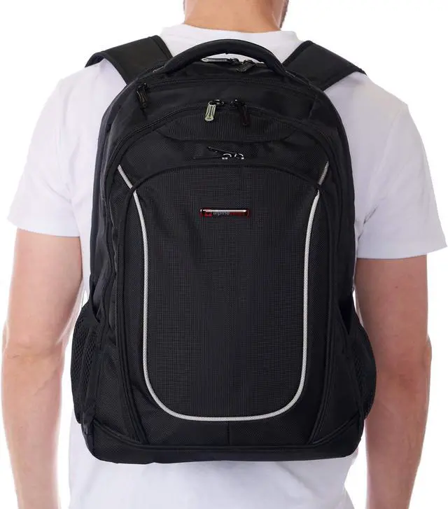 Alt view image 2 of 5 - Alpine Swiss Oneida 15.6" Laptop Backpack With Tablet Sleeve & Mfg Warranty Black