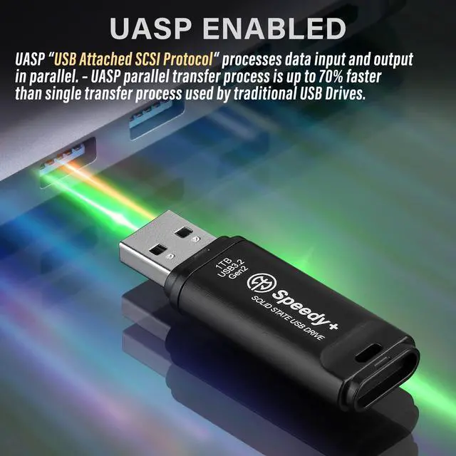 Alt view image 5 of 5 - AXE MEMORY Portable SSD 1TB Solid State USB Drive, USB 3.2 Gen2 UASP SuperSpeed+. Optimal Speeds Up to 600MB/s Read, 500MB/s Write - Speedy+