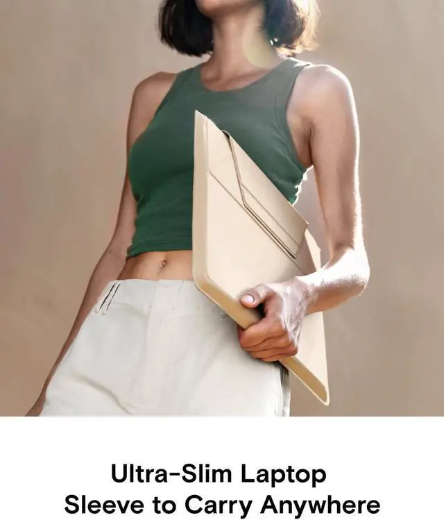 Alt view image 3 of 5 - MOFT Laptop Sleeve Bag for MacBook Computer Expandable Storage, Two Adjustable Angles Laptop Stands, Ultra-Slim Stylish Pieces Laptop Case Sleeves, Beach White,13"-14"