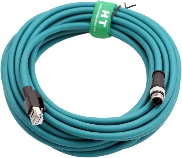 Alt view image 2 of 4 - HangTon Ethernet M12 4 Pin D-Coding RJ45 CAT5e Shielded Cable for PC PLC Profinet Network PoE Power Smart Camera Code Reader Sensor 40m