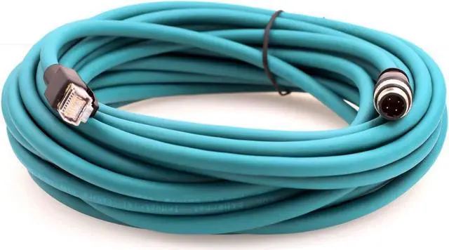 Alt view image 3 of 4 - HangTon Ethernet M12 4 Pin D-Coding RJ45 CAT5e Shielded Cable for PC PLC Profinet Network PoE Power Smart Camera Code Reader Sensor 40m
