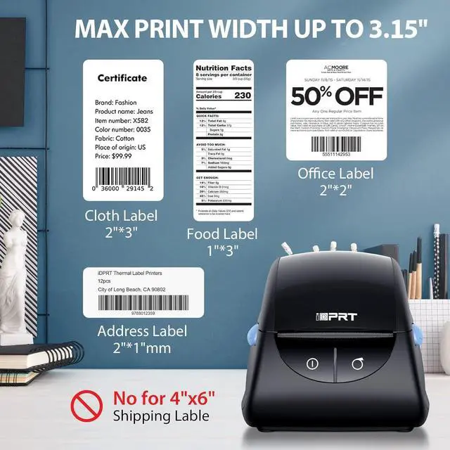 Alt view image 5 of 5 - iDPRT Thermal Label Printer SP310 with 1D 2D Barcode Scanner 1358 with 600pcs Labels(2 Rolls of 300pcs)