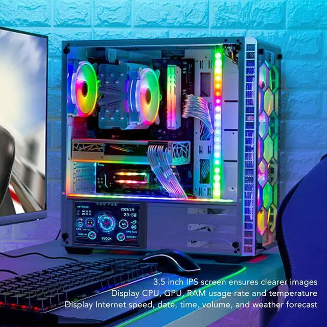 Alt view image 2 of 5 - 3.5 Inch IPS USB Mini Screen CPU Data Monitor Temperature Display for PC CPU with Rich Functions, Visual Theme Editor, 320x480 Resolution