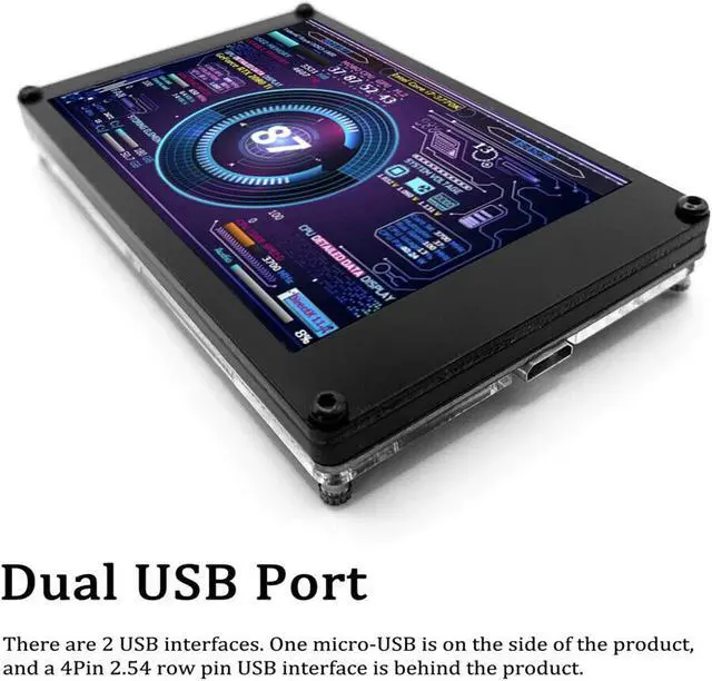 Alt view image 5 of 5 - 3.5 Inch IPS USB Mini Screen CPU Data Monitor Temperature Display for PC CPU with Rich Functions, Visual Theme Editor, 320x480 Resolution