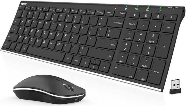 Main image of Arteck 2.4G Wireless Keyboard and Mouse Combo HW193MW162 Stainless Ultra Slim Full Size Keyboard and Ergonomic Mouse for Computer Desktop PC Laptop and Windows 11/10/8/7 Build in Rechargeable Battery