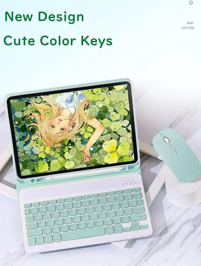 Alt view image 4 of 5 - YEEHi Color Keyboard for iPad Pro 12.9 inch 6th Generation 2022, iPad 5th 4th 3rd Keyboard Case with Mouse Cute Detachable Removable Wireless Bluetooth Keyboard Cover (DarkGreen)