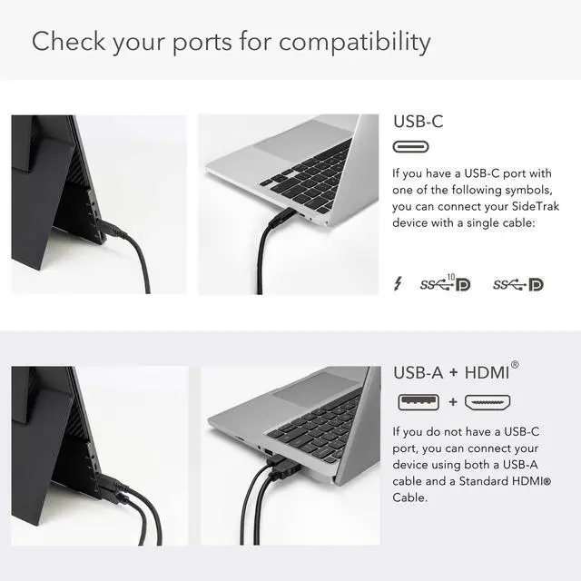 Alt view image 5 of 5 - SideTrak Solo 17.3 Touchscreen Portable Full HD LED Monitor, Laptop Dual Screen Computer Extender with Large Display Cover, for PC, Gaming & Chrome, HDR Enabled, Powered by USB-C or HDMI