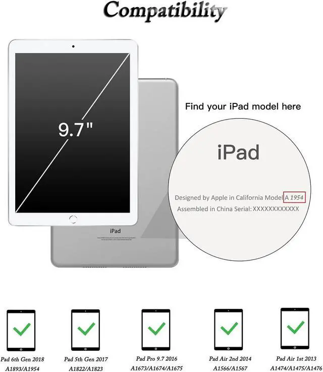 Alt view image 4 of 5 - Keyboard Case for iPad 6th/5th Generation 9.7 inch, Slim Folio Smart Case with Pencil Holder for iPad Air 2, Rechargeable, Detachable Wireless Keyboard with 7 Color Backlit for iPad Pro 9.7 - Black