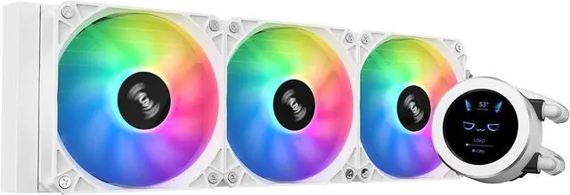 Main image of SAMA SM360 White Adjustable Liquid Cooler LCD Display Screen with 3x120mm Addressable ARGB PWM Silent Fan 360mm AIO Radiator
