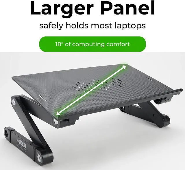 Alt view image 5 of 5 - Uncaged Ergonomics WorkEZ Adjustable Laptop Stand for Desk, Laptop Stand Adjustable Height, Foldable Aluminum Cooling Computer Holder & Riser for Desk Bed, White, XL