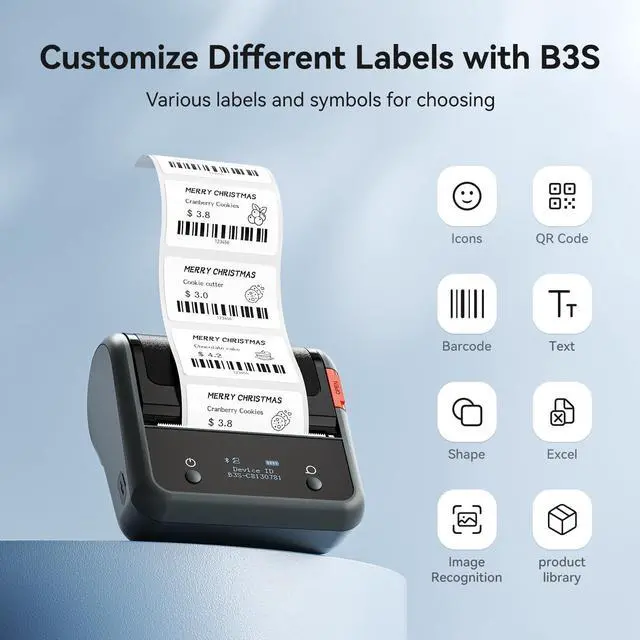 Alt view image 5 of 5 - NIIMBOT B3S Label Maker Machine,3 Inch Thermal Label Printer,Portable Bluetooth Printer for Barcode, Address, Labeling,Good Choice for Home Office and Small Business