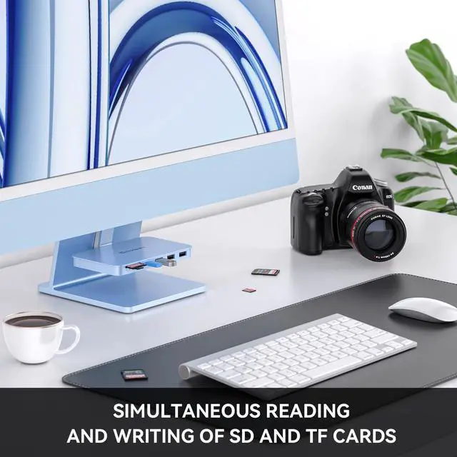 Alt view image 4 of 5 - Minisopuru iMac Accessories - Compatible with iMac 24 inch M1/M3/M4 and Studio Display 27 inch, USB A/C 10Gbps, SD/TF, Blue (Without SSD Port).