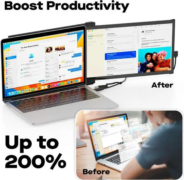 Alt view image 4 of 5 - New Mobile Pixels Duex Plus DS Laptop Screen Extender, 13.3" FHD 1080P IPS Portable Monitor, Auto Rotation USB Type-C/HDMI Plug and Play Laptop Monitor, Windows/Mac/Android/Switch Compatible