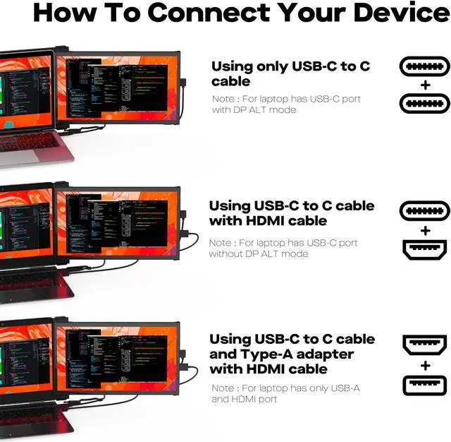 Alt view image 3 of 5 - New Mobile Pixels Duex Plus DS Laptop Screen Extender, 13.3" FHD 1080P IPS Portable Monitor, Auto Rotation USB Type-C/HDMI Plug and Play Laptop Monitor, Windows/Mac/Android/Switch Compatible