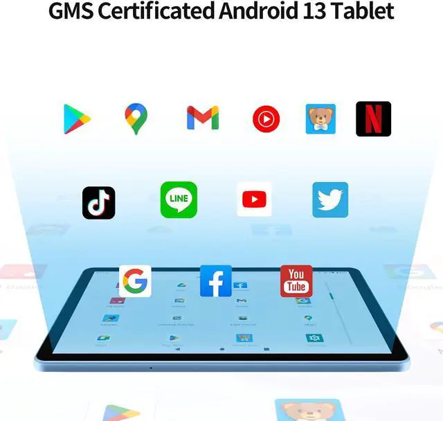 Alt view image 3 of 5 - 2024 10.1 inch Android 13 Tablets, Octa-Core Processor, 8GB RAM 64GB ROM 512GB Expanable , 6000mAh Battery, HD IPS Touch Screen, 5G/2.4G WiFi6, Bluetooth 5.0, Split Screen, Widget Support (Blue)