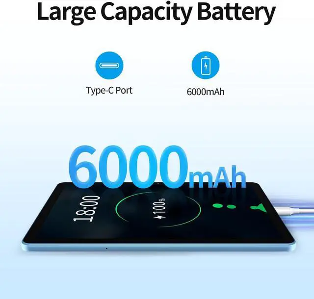 Alt view image 5 of 5 - 2024 10.1 inch Android 13 Tablets, Octa-Core Processor, 8GB RAM 64GB ROM 512GB Expanable , 6000mAh Battery, HD IPS Touch Screen, 5G/2.4G WiFi6, Bluetooth 5.0, Split Screen, Widget Support (Blue)