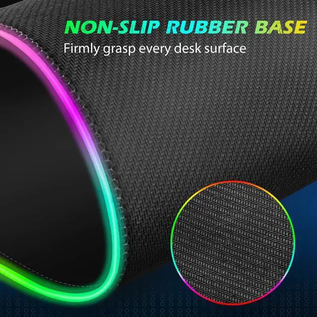 Alt view image 5 of 5 - ToLuLu RGB Gaming Wireless Charging Mouse Pad, 5/7.5/10/15W 10 Light Modes LED Mouse Pad Computer Keyboard Mat Mousepad, 800x300x4MM Extended Large Desk Mat for Gaming, MacBook, Laptop, PC, Black