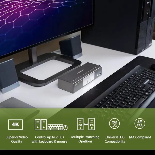 Alt view image 4 of 5 - IOGEAR 2-Port 4K UHD DisplayPort KVMP Switch with USB 3.0 Hub (TAA Compliant)
