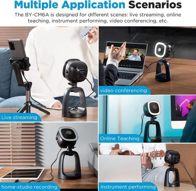 Alt view image 5 of 5 - BOYA USB Condenser Microphone for Streaming Gaming PC Podcast Mic With1080P HD Camera and Fill Light for YouTube Studio Music Recording Singing Video for Windows Mac Laptop Desktop Mac Phones BY-CM6A