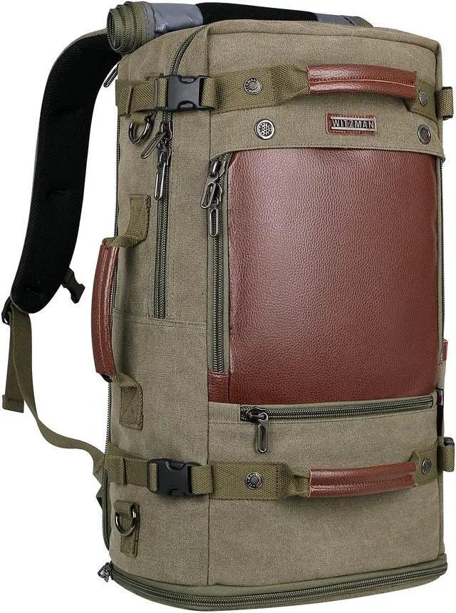 Main image of WITZMAN Travel Backpack for Men Women Carry on Luggage Backpack Canvas Rucksack Duffel bag with Shoe Compartment(A2021 Light green)