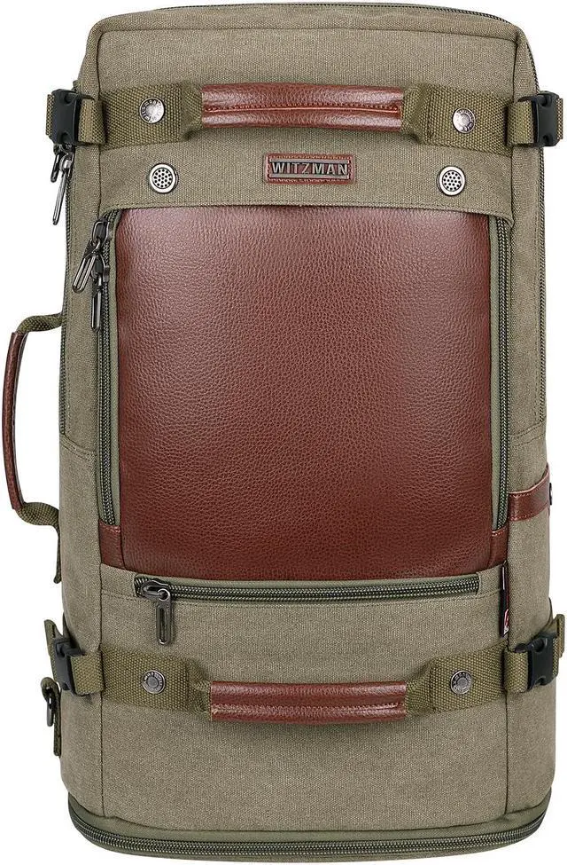 Alt view image 2 of 5 - WITZMAN Travel Backpack for Men Women Carry on Luggage Backpack Canvas Rucksack Duffel bag with Shoe Compartment(A2021 Light green)