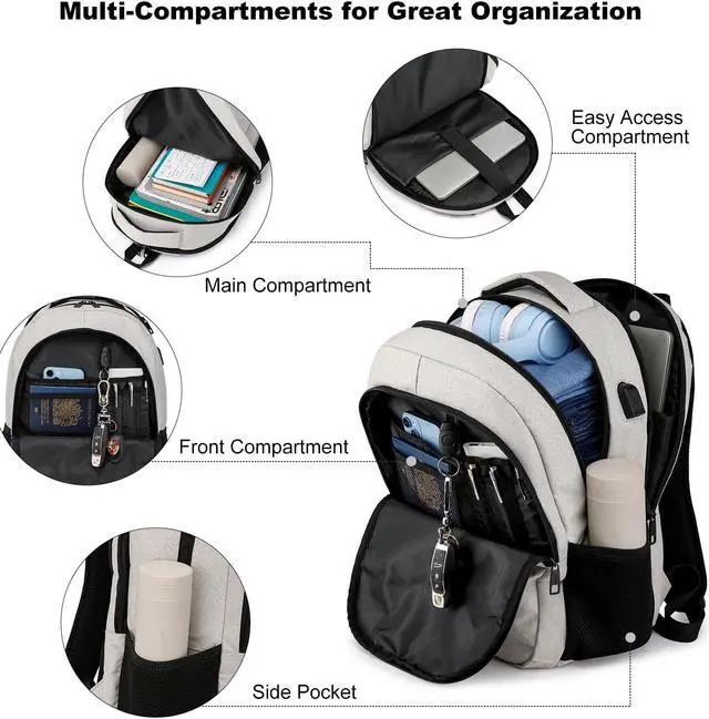 Alt view image 2 of 5 - BIKROD Backpack for Girls Women, School Backpack for Teen Boys, Lightweight Casual High School Bookbag, Daily-use Travel Laptop Backpack with USB Charging Port Fits 15.6 Inch Notebook