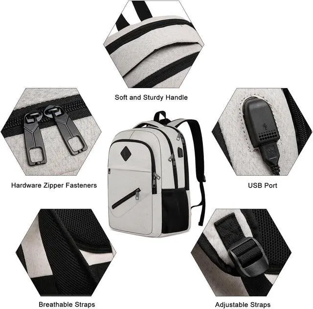 Alt view image 3 of 5 - BIKROD Backpack for Girls Women, School Backpack for Teen Boys, Lightweight Casual High School Bookbag, Daily-use Travel Laptop Backpack with USB Charging Port Fits 15.6 Inch Notebook