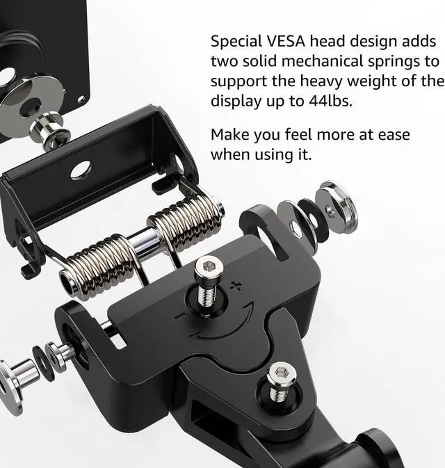 Alt view image 5 of 5 - BEWISER Heavy Duty Monitor Arm Wall Mount for 34-57 Ultrawide Monitor,Weight Capacity up to 44lbs,Ultrawide Monitor Arm Wall Mount,Black