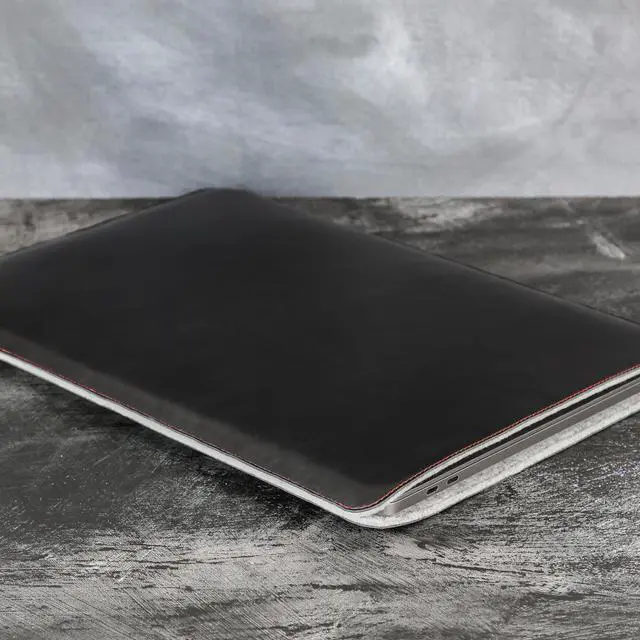 Alt view image 5 of 5 - Casemade Real Leather Laptop Sleeve for MacBook Pro & Air Fits 13, 14, 15 & 16 Inch - Genuine Full Grain Leather with Soft Wool Lining (13-inch - Pro 2016-2023, Air M1/M2/M3)