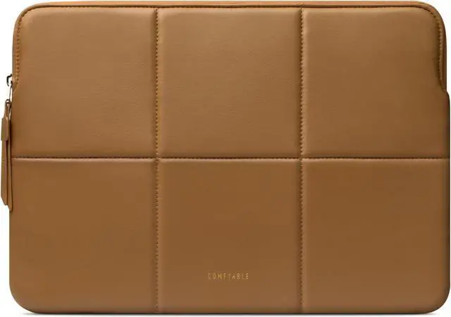 Main image of Comfyable Slim Laptop Sleeve 13 Inch 14 Inch Compatible for MacBook Air 13" M4 2025, MacBook Pro 14" 2024, Quilted Faux Leather Laptop Carrying Case, Brown