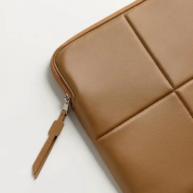 Alt view image 5 of 5 - Comfyable Slim Laptop Sleeve 13 Inch 14 Inch Compatible for MacBook Air 13" M4 2025, MacBook Pro 14" 2024, Quilted Faux Leather Laptop Carrying Case, Brown