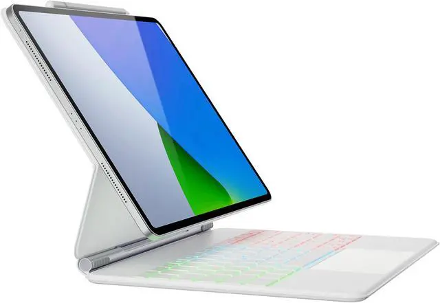 Main image of doqo Keyboard case for iPad Air 13 (M2) 2024/(M3) 2025 and iPad Pro 12.9(6th,5th,4th,3rd Gen),Magic Keyboard case with Multi-Trackpad for iPad Air 13,Pro 12.9 2018~2022 Slim 7 Color Backlit White