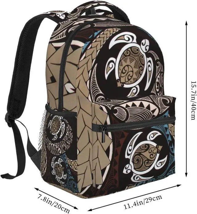 Alt view image 3 of 5 - DZUAIKIT Hawaiian Honu Polynesian Sea Turtle Casual Travel Backpack Lightweight Computer Bag Hiking College Laptop Bag for Aldult