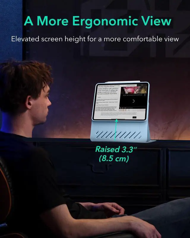 Alt view image 5 of 5 - ESR for iPad Air 11 Inch Case (2025) M3/M2, iPad Air 7th/6th/5th/4th Gen Case (2024/2022/2020) 10.9 Inch, Removable Magnetic Cover, Adjustable Portrait/Landscape Stand, 9 Standing Angles, Light Blue