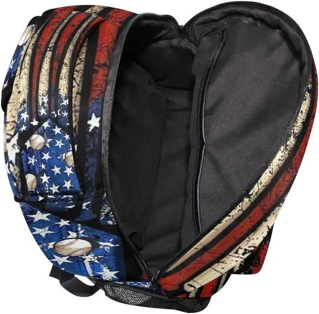 Alt view image 5 of 5 - Giwawa American Flag Baseball Print Backpack Patriotic USA School Bookbag for Boys Girls Computer Backpacks Book Bag Travel Hiking Camping Gym Daypack