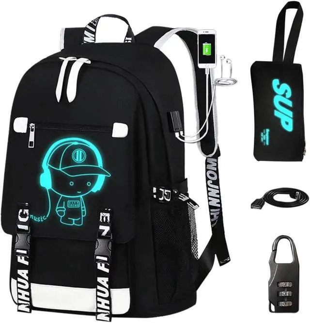 Main image of boy girl backpack.Anime Luminous Backpack School Backpack with USB Charging Port for, Kids Backpack Boys Book Bag Teen Elementary.School.Student.Backpack.Travel.Backpack.Middle.School.Lapto.with.Set