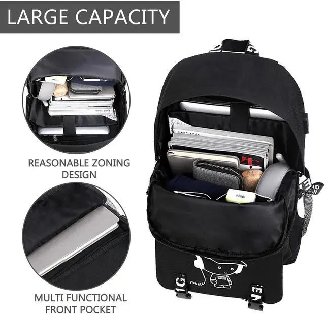 Alt view image 4 of 5 - boy girl backpack.Anime Luminous Backpack School Backpack with USB Charging Port for, Kids Backpack Boys Book Bag Teen Elementary.School.Student.Backpack.Travel.Backpack.Middle.School.Lapto.with.Set