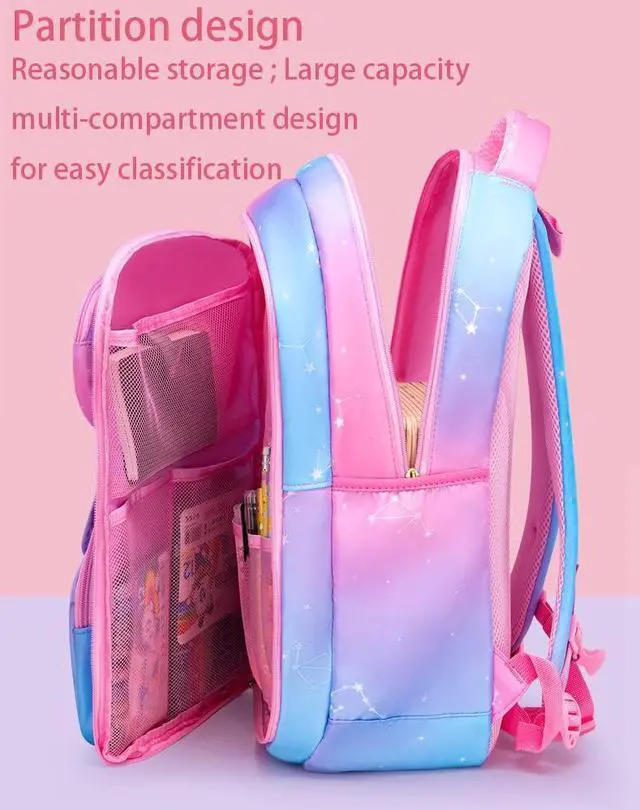 Alt view image 4 of 5 - 5Pcs Backpacks for Girls Purple Kids School Bag for Girls Laptop Bag Shoulders Bookbag for Students Teen Kids Daypacks Casual Travel Bag (Purple)