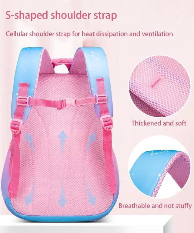 Alt view image 2 of 5 - 5Pcs Backpacks for Girls Purple Kids School Bag for Girls Laptop Bag Shoulders Bookbag for Students Teen Kids Daypacks Casual Travel Bag (Purple)