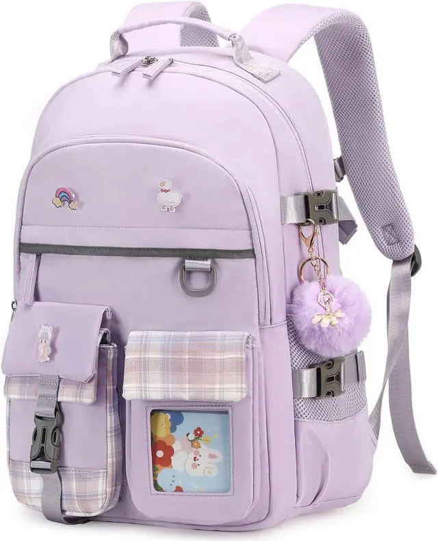 Main image of KIDNUO Backpack for Girls, 15.6 Inch Laptop School Bag Kids Kindergarten Elementary College Backpacks Large Bookbags for Teen Girl Women Students Casual Travel Daypacks (Purple)