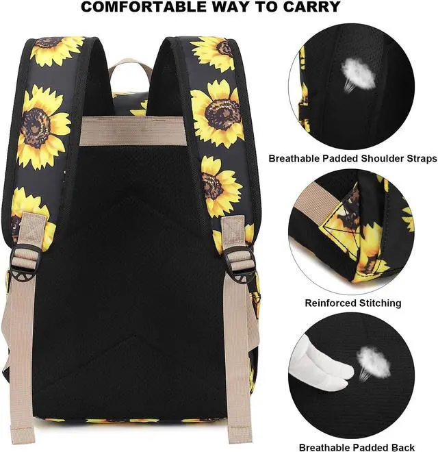 Alt view image 3 of 5 - Kouxunt Sunflower Laptop Backpack for Women Girls, 15.6 inch College School Backpacks Travel Casual Daypack
