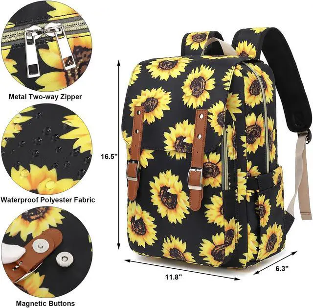 Alt view image 4 of 5 - Kouxunt Sunflower Laptop Backpack for Women Girls, 15.6 inch College School Backpacks Travel Casual Daypack