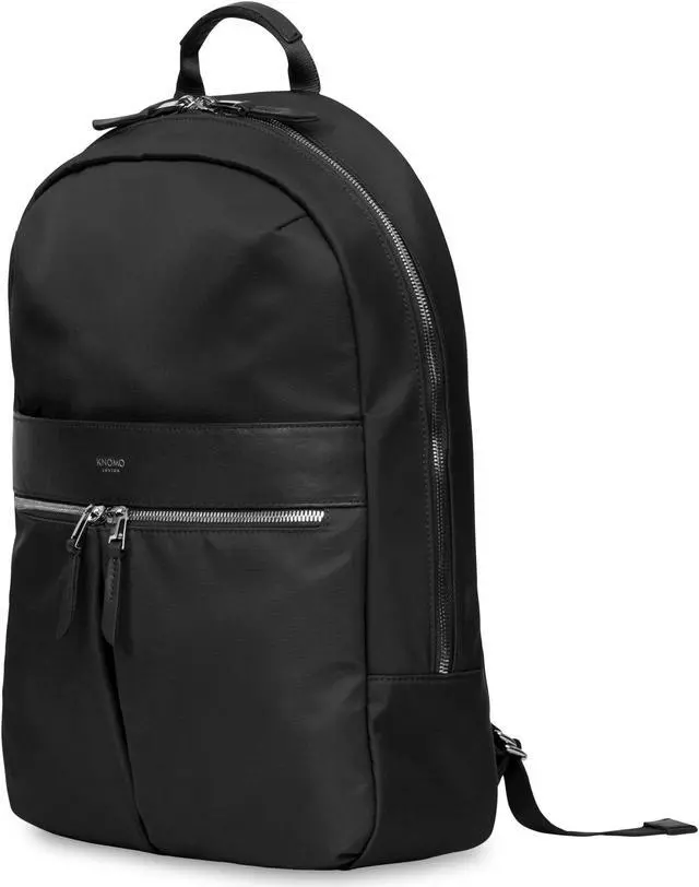 Alt view image 2 of 5 - KNOMO Beauchamp Womens 14" Laptop Bag Computer Backpack for Work, College, Travel Daypack Purse, Black with Silver Zip
