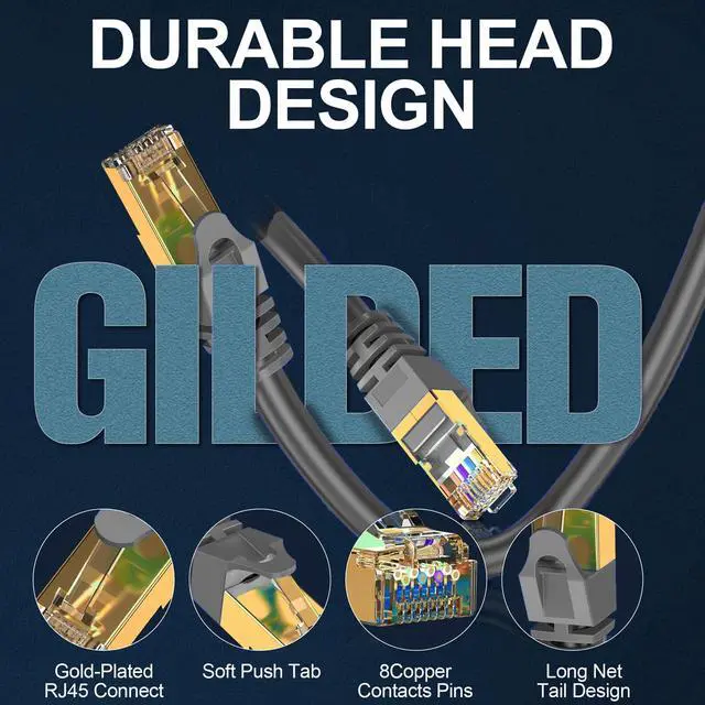 Alt view image 2 of 5 - LEKVKM Cat8 Ethernet Cable 400Ft Round S/FTP Outdoor&Indoor Heavy Duty High Speed Cat8 LAN Network Cable 40Gbps 2000Mhz Gray