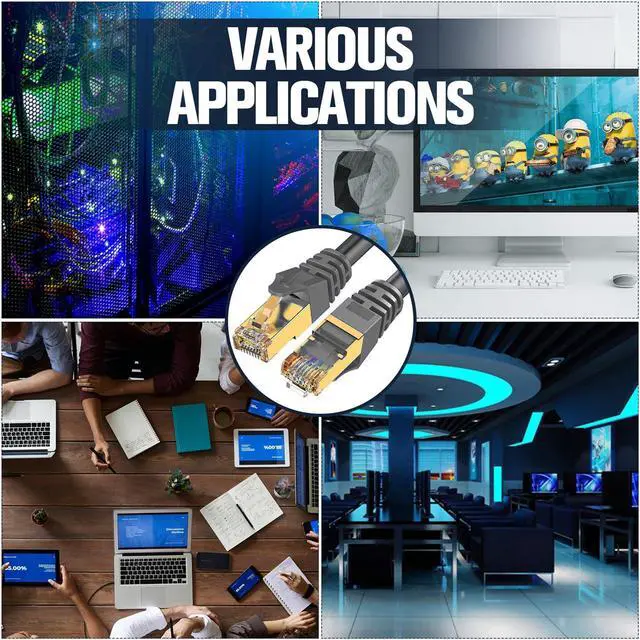 Alt view image 3 of 5 - LEKVKM Cat8 Ethernet Cable 400Ft Round S/FTP Outdoor&Indoor Heavy Duty High Speed Cat8 LAN Network Cable 40Gbps 2000Mhz Gray