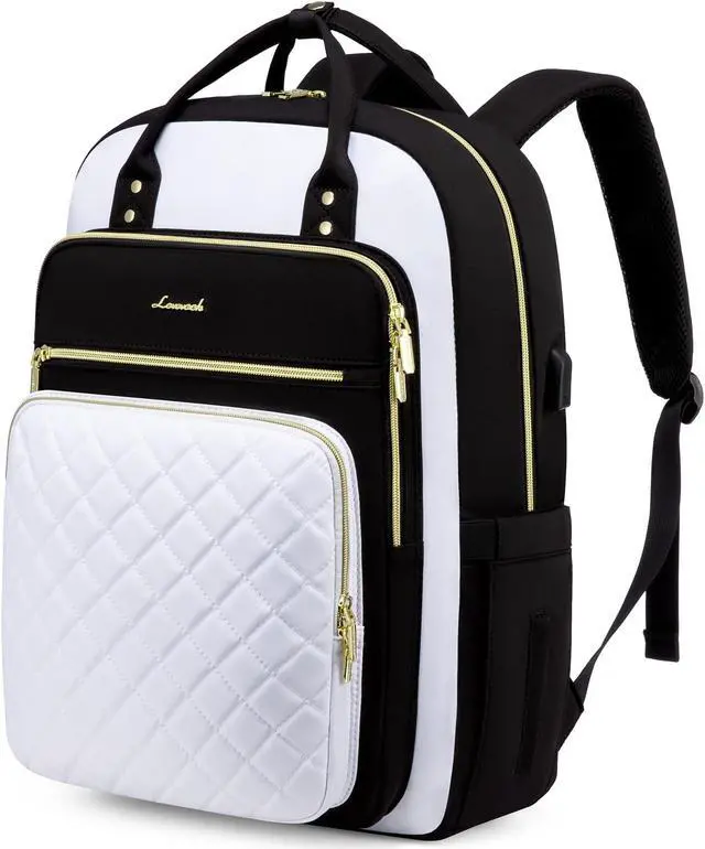 Main image of LOVEVOOK Laptop Backpack, 19 x 13.3 x 7.9 in, D-black-white, Unisex