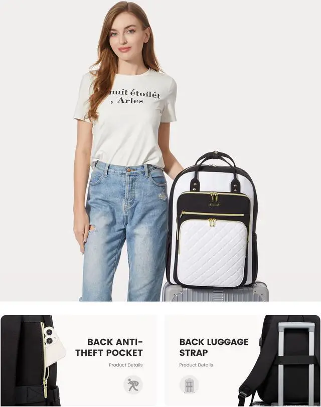 Alt view image 4 of 5 - LOVEVOOK Laptop Backpack, 19 x 13.3 x 7.9 in, D-black-white, Unisex
