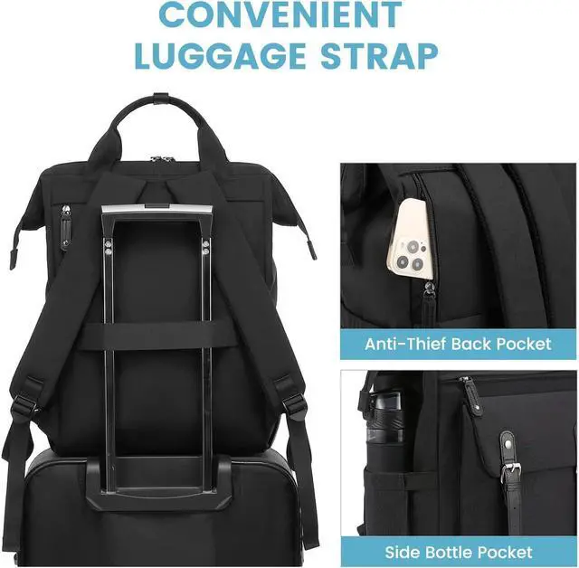 Alt view image 5 of 5 - LOVEVOOK Laptop Backpack for Women, Teacher Nurse Bag Work Travel Computer Backpacks Purse,Water Resistant Daypack with USB Charging Port, 17.3 inch