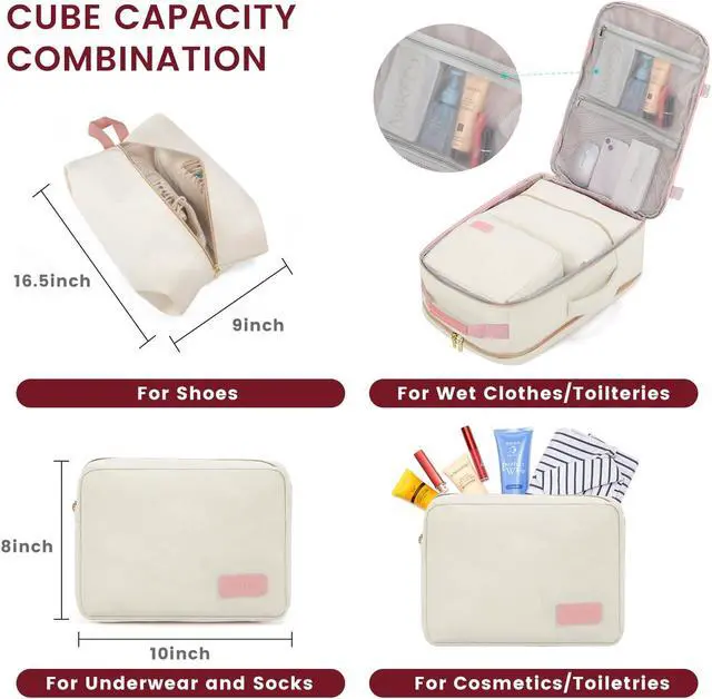 Alt view image 5 of 5 - LOVEVOOK 40L Large Travel Backpack for Women Men, 17 Inch Carry on Backpack for Traveling on Airplane, Personal Item Travel Bag Airline Approved, Business Causal Weekender Backpack, Beige-Pink