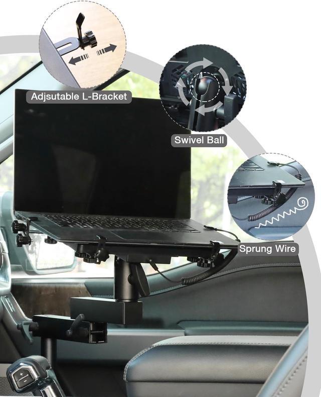 Alt view image 4 of 5 - MELIPRON Truck Laptop Mount Fit for Ford F150 F250 F350 F550 No-Drilling Vehicle Computer Mount Stand for Laptops Up to 17"